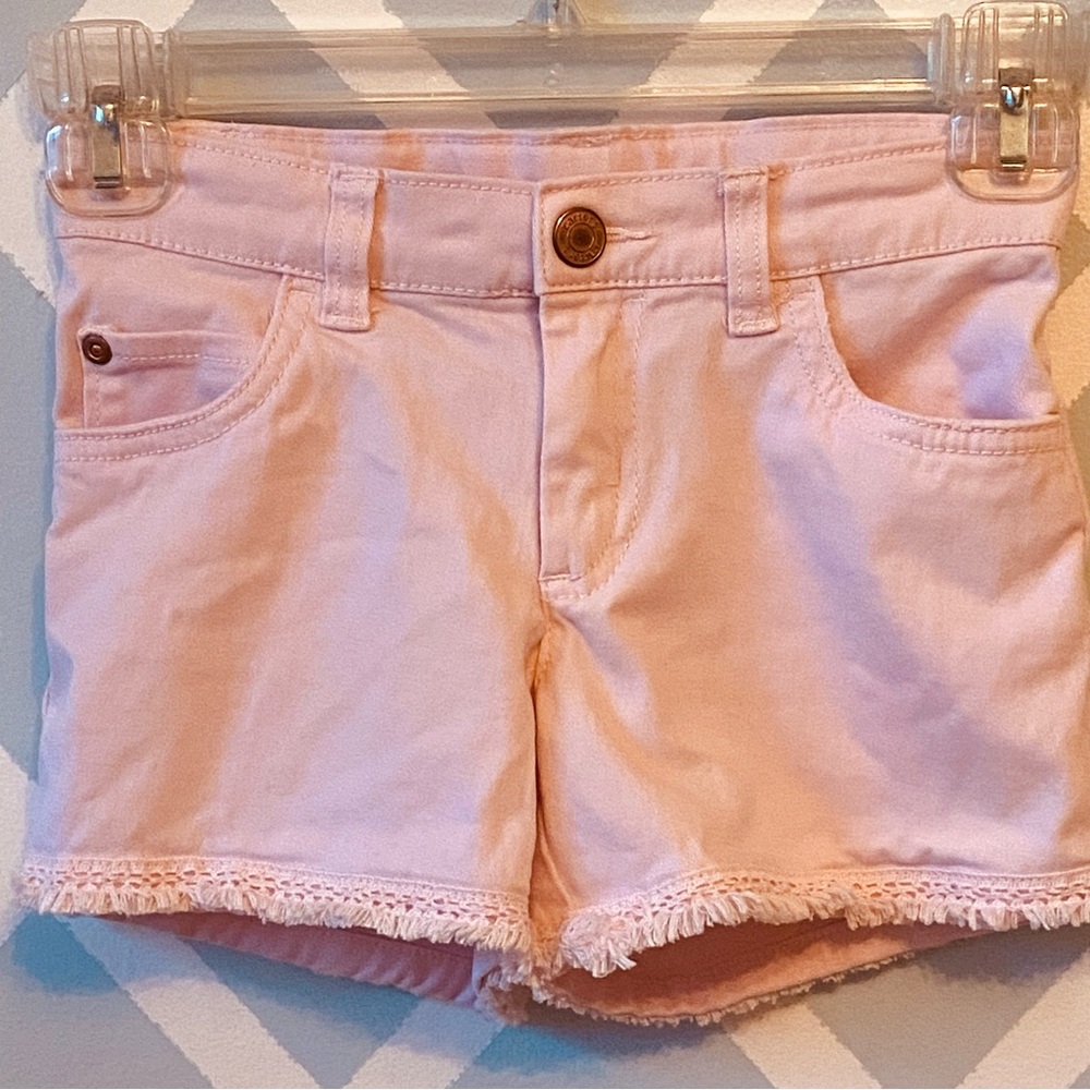 Pink Lace Trim Kids Shorts